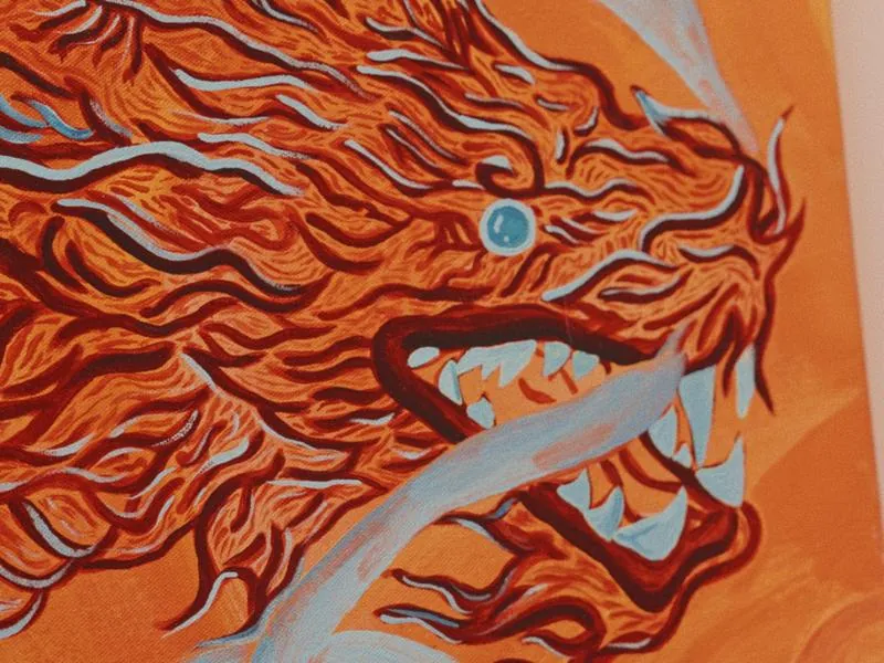 Detail of a dragon painting, from Imposter Syndrome by Studio Propel