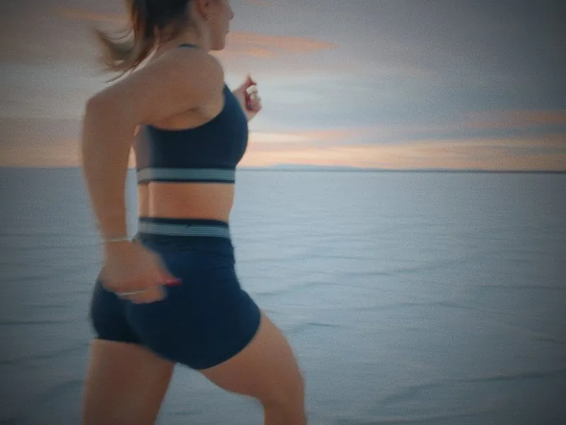 Running along the salt flats at sunset, from Infinite Horizon, a New Balance concept film by Studio Propel