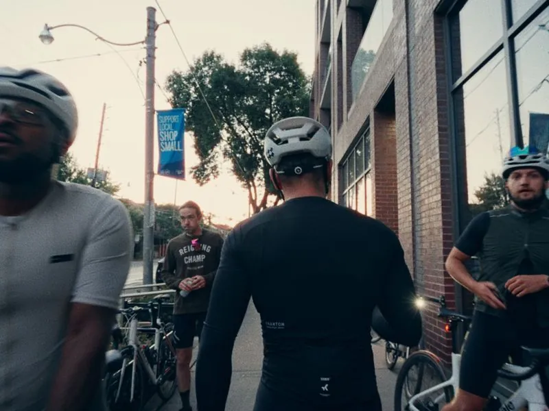 Walking out to the bikes in the early light, from Morning Ride, an ÜNDA Movement brand film by Studio Propel
