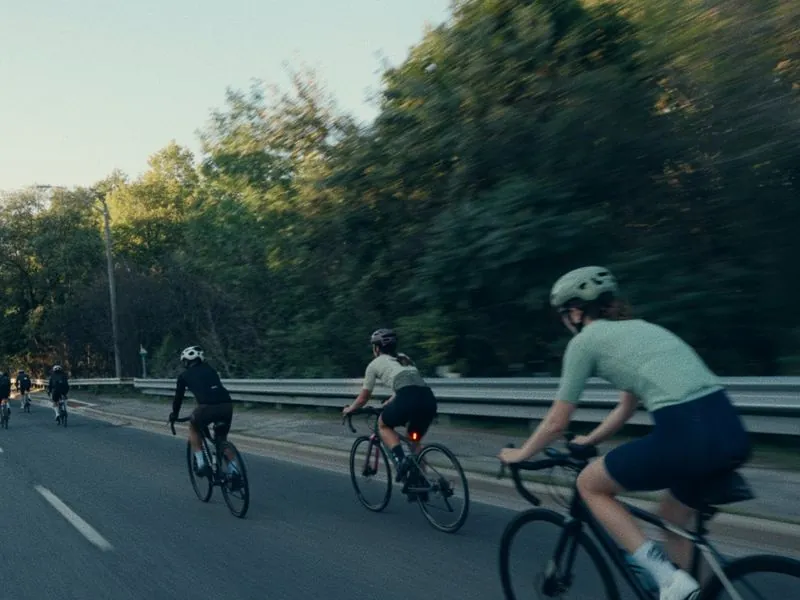 Following the group along the valley road, from Morning Ride, an ÜNDA Movement brand film by Studio Propel